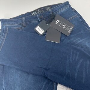 NBT Mens motorcycle Straight Cut TensileTough Denim Jeans Size 34x32 Dark Wash